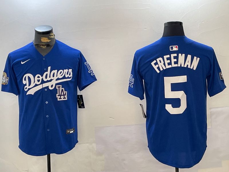 Men Los Angeles Dodgers 5 Freeman Blue Game 2024 Nike MLB Jersey style 11213